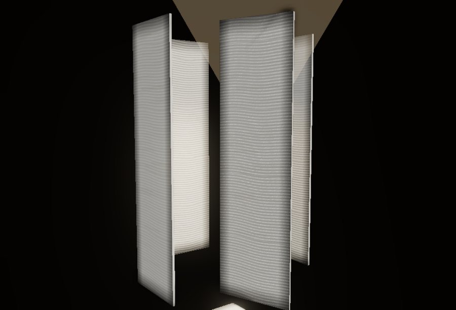 Exploded view — the six cabinet panels drift apart along their own axes, engine-true.