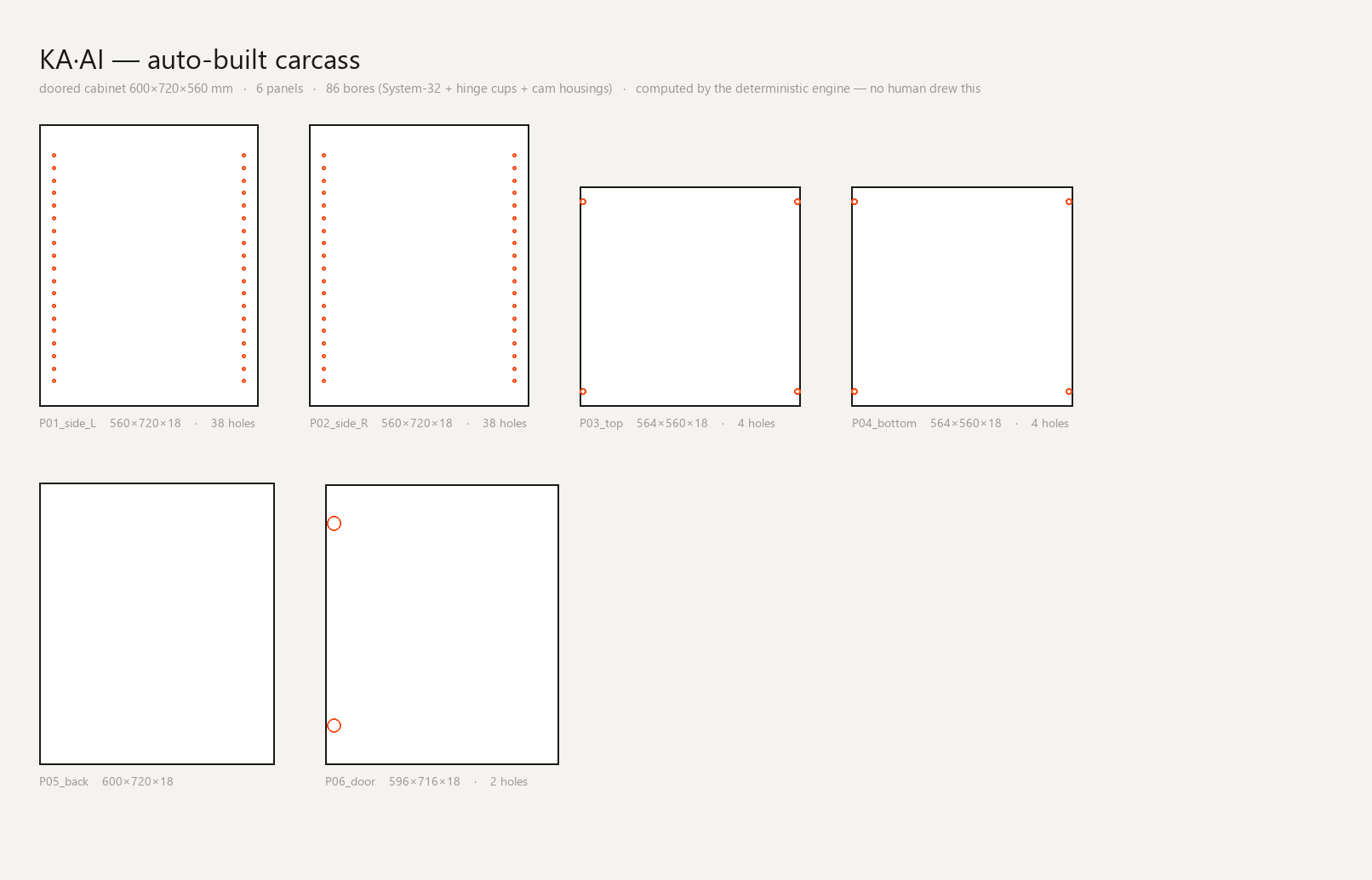 Kerf auto-generated cut-sheet